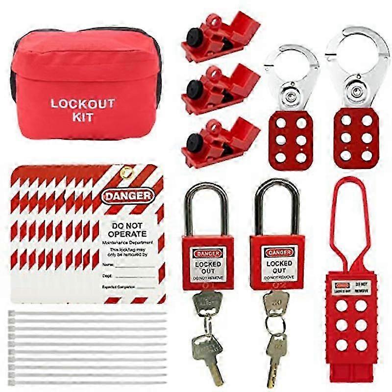 Electrical Lockout Tagout Kit -Lock Out Tag Kits with Hasps,Circuit Breaker Lock, Padlock(2 Keys Per Lock)