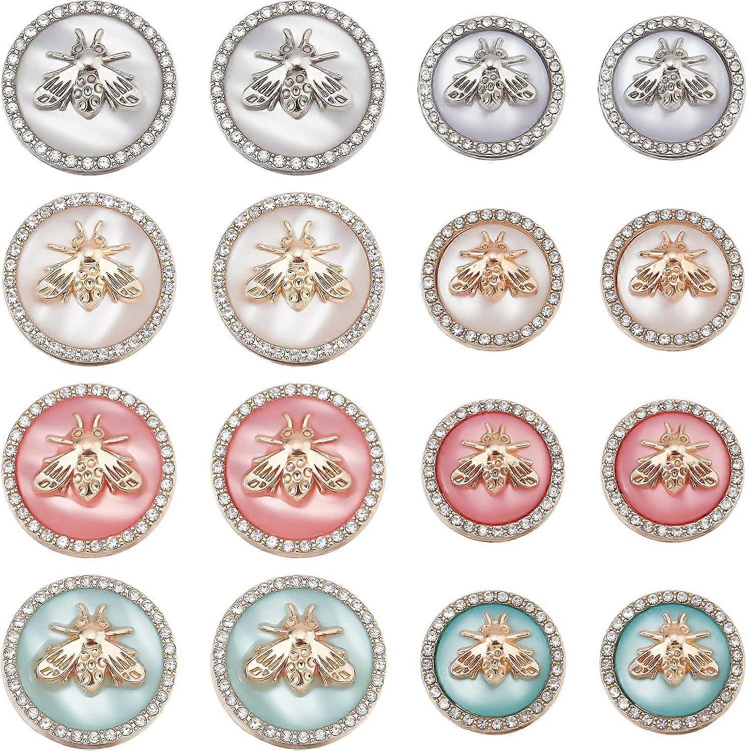 16 Pcs 3D Bee Round Metal Button 18mm 25mm (4 Colors) 1-Hole Zinc Alloy Shank Buttons Enamel Blazer Buttons Set for Blazer Suits Sport Coat Uniform Ja