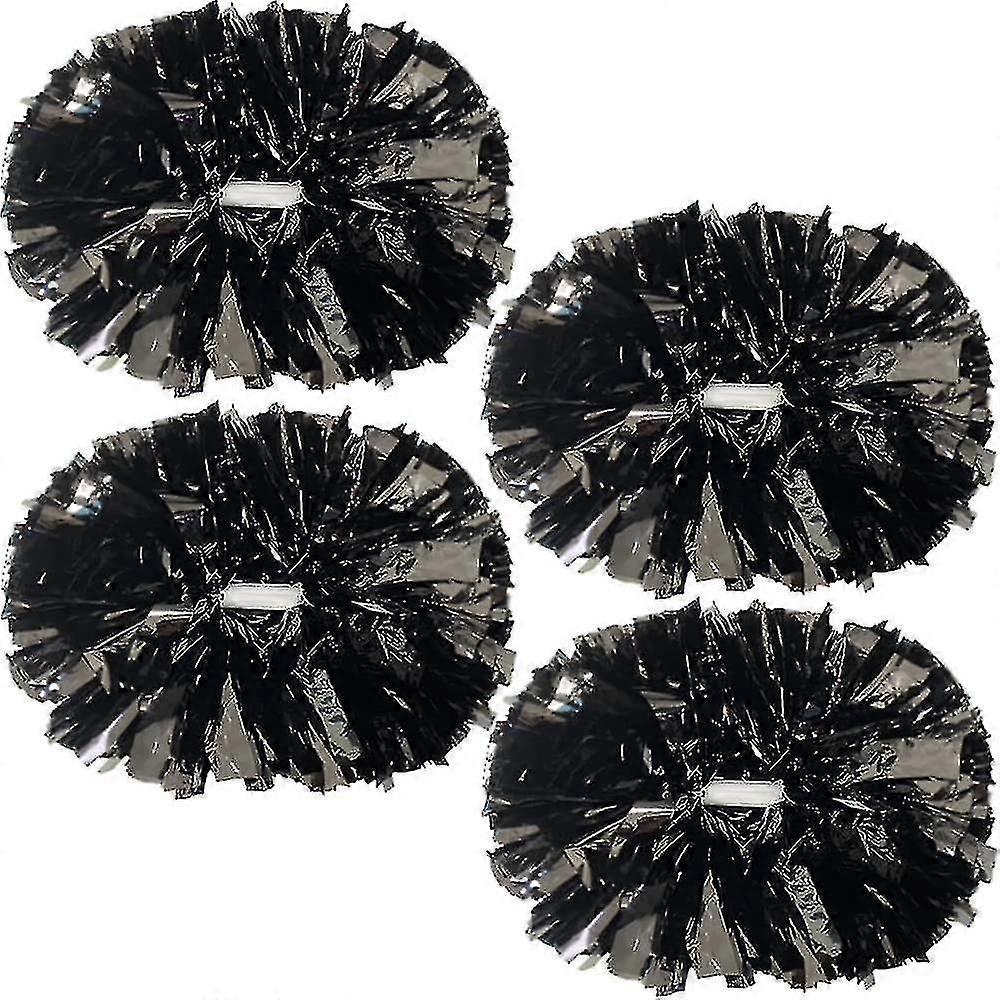 4 Pack Cheerleading Pom Poms,metallic Cheer Pom Poms With Training Baton Handle