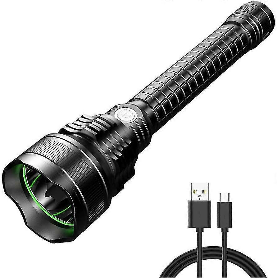 Powerful Led Torch,waterproof, Super Bright Usb Rechargeable Flashlight, Ideal For Patrolling, Hiking, Camping, Hunting