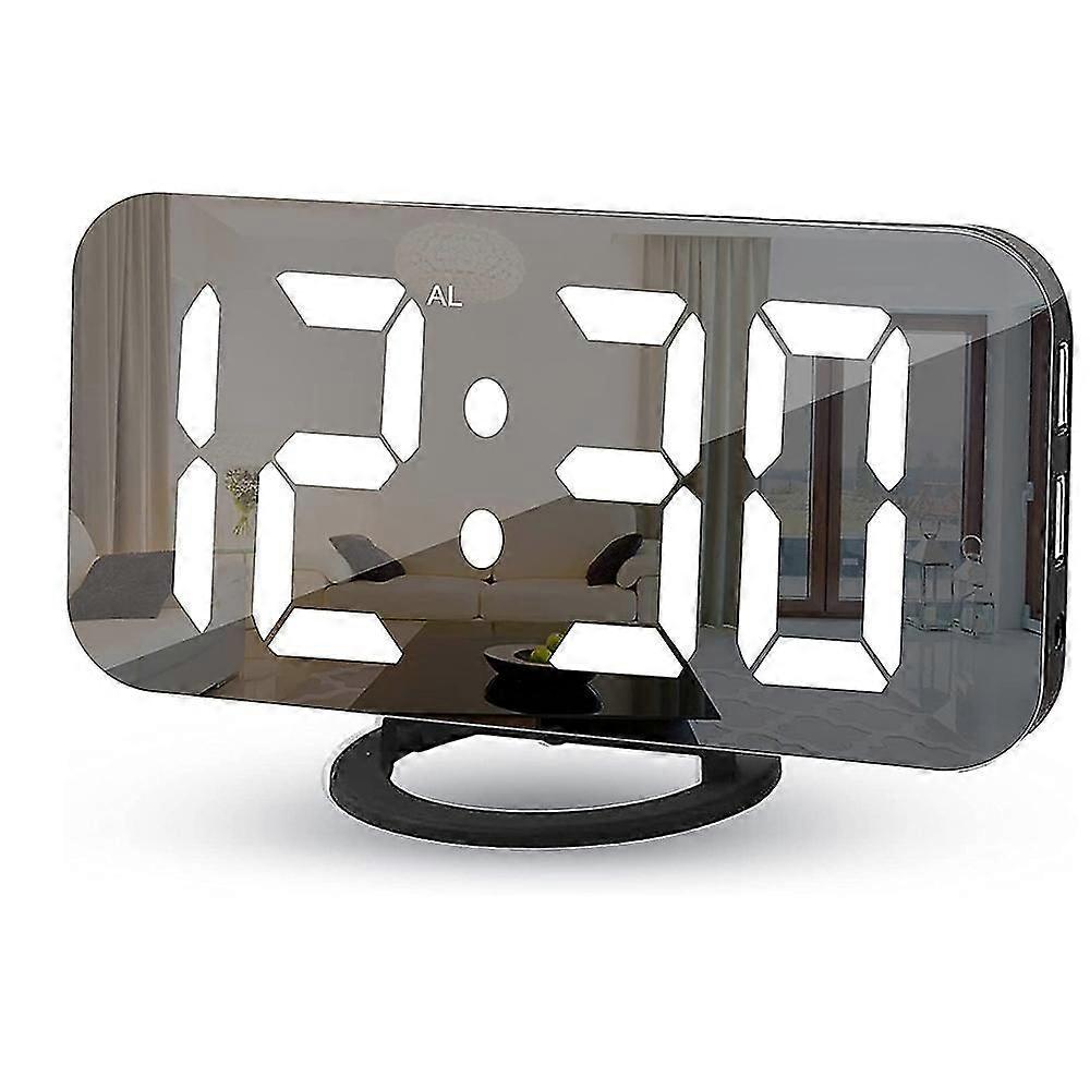 Digital Alarm Clock, Alarm Clocks For Bedrooms, Large Display Mirror Surface Alarm Clock With Usb Charger 12/24h,auto Dimmer Mode,for Office Bedroom N