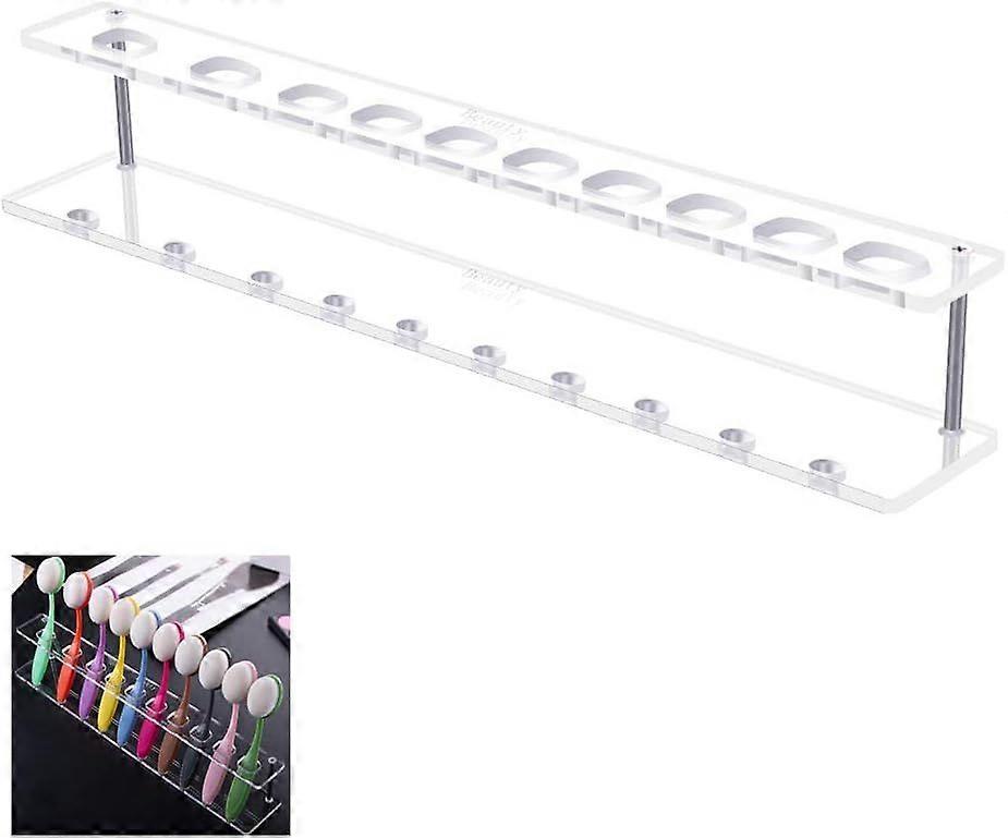 Clear Acrylic 10 Hole Drying Rack Storage Display Bracket Shelf Holder Specifically Design for Oval Ink Blending Brush Set(Not Contain Brush)