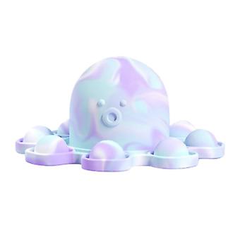 Stuff Certified® Pop It Octopus Keychain - Fidget Anti Stress Toy Bubble Toy Silicone Purple-White-Blue