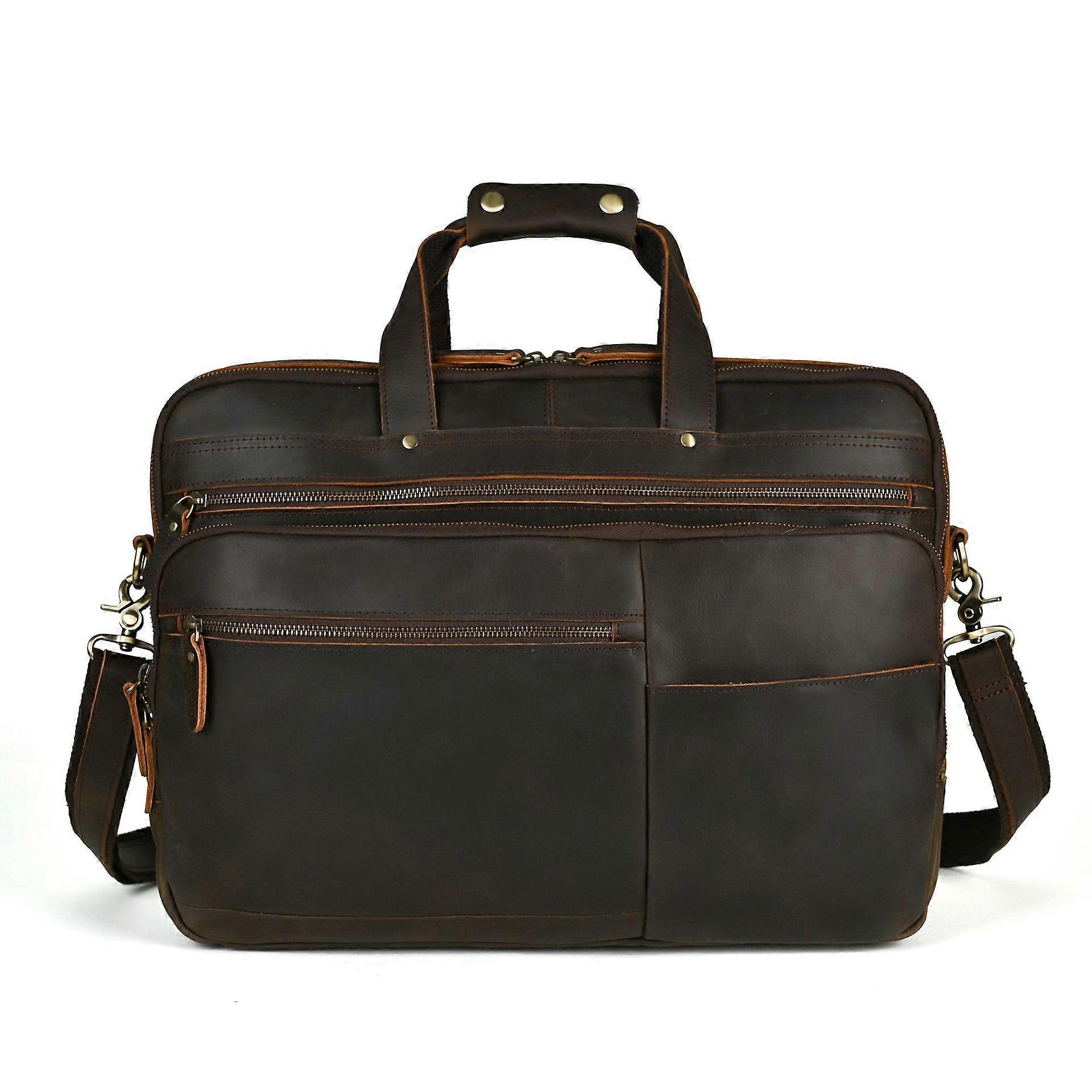 Men's Cowhide Briefcase Business Genuine Leather Handbag High-grade Large-capacity Computer Bag Shoulder Work Bag