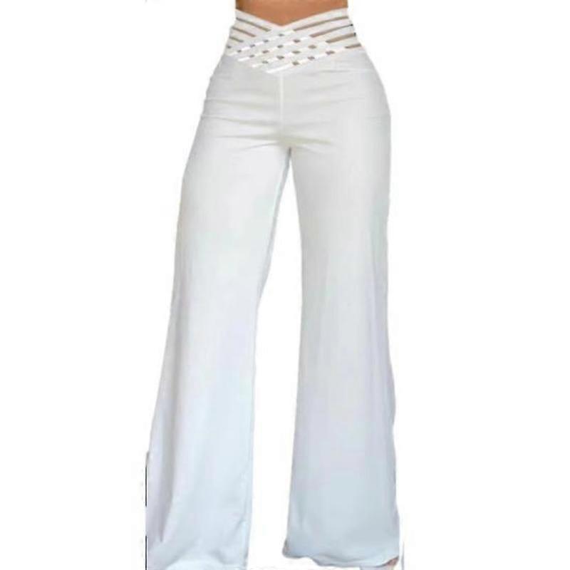 YYFS Women's Fashion Summer Spring Autumn Casual Solid Color Print High Waist Trousers Pants & Capris