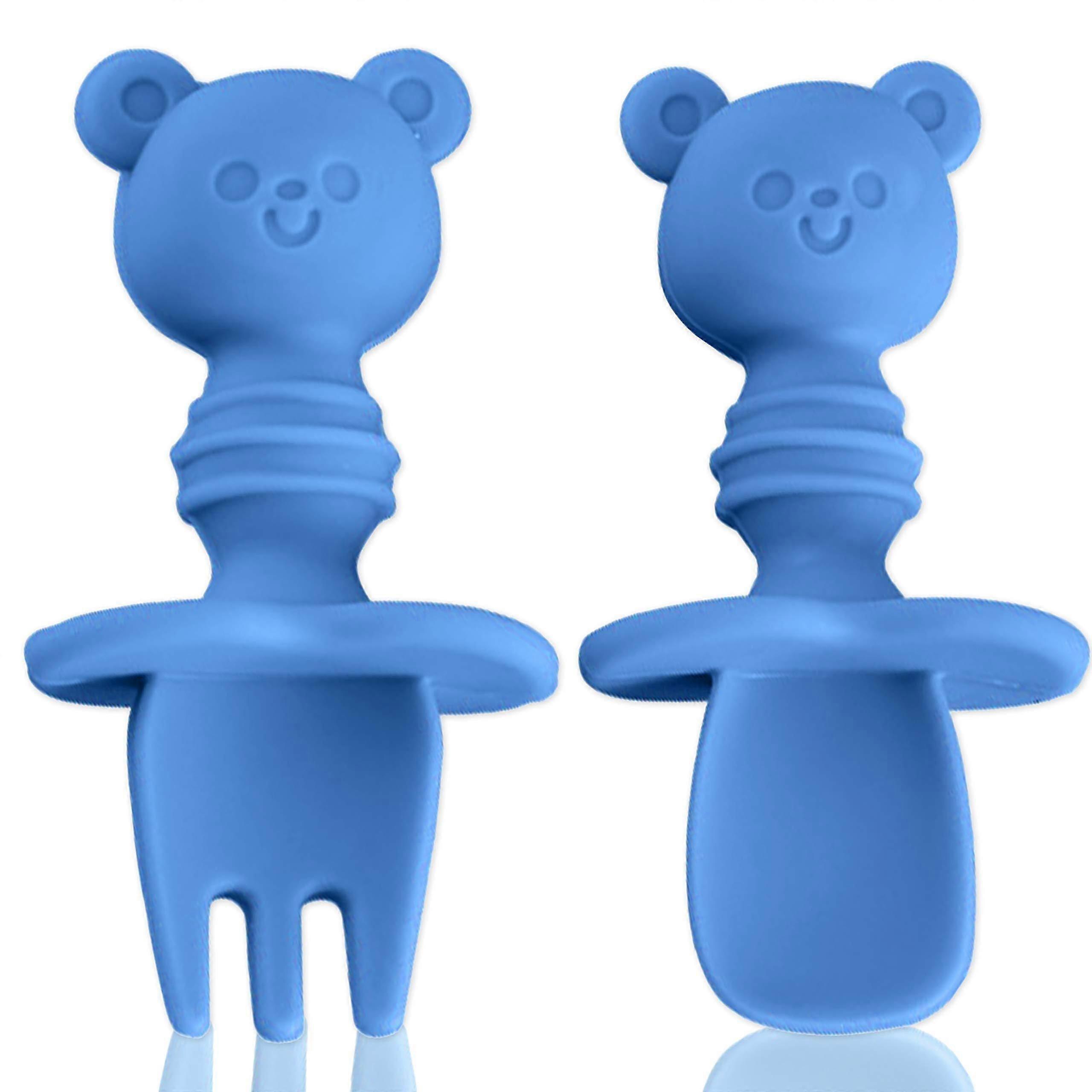 Baby Silicone Self Feeding Fork And Spoon Set