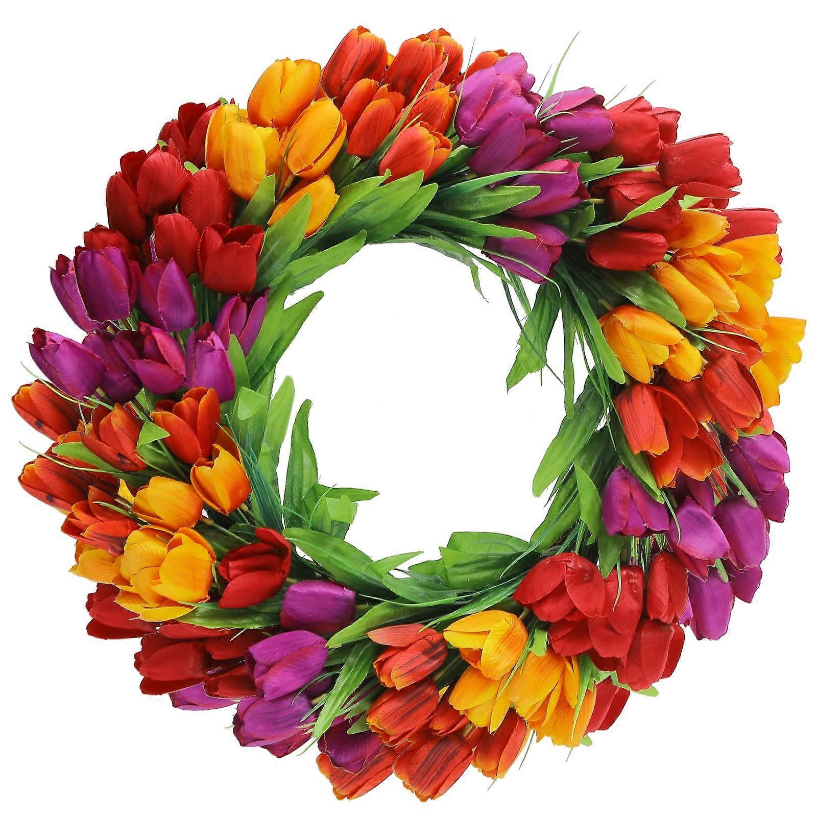 Artificial Tulip Wreath for Front Door Decoration 20 Inch