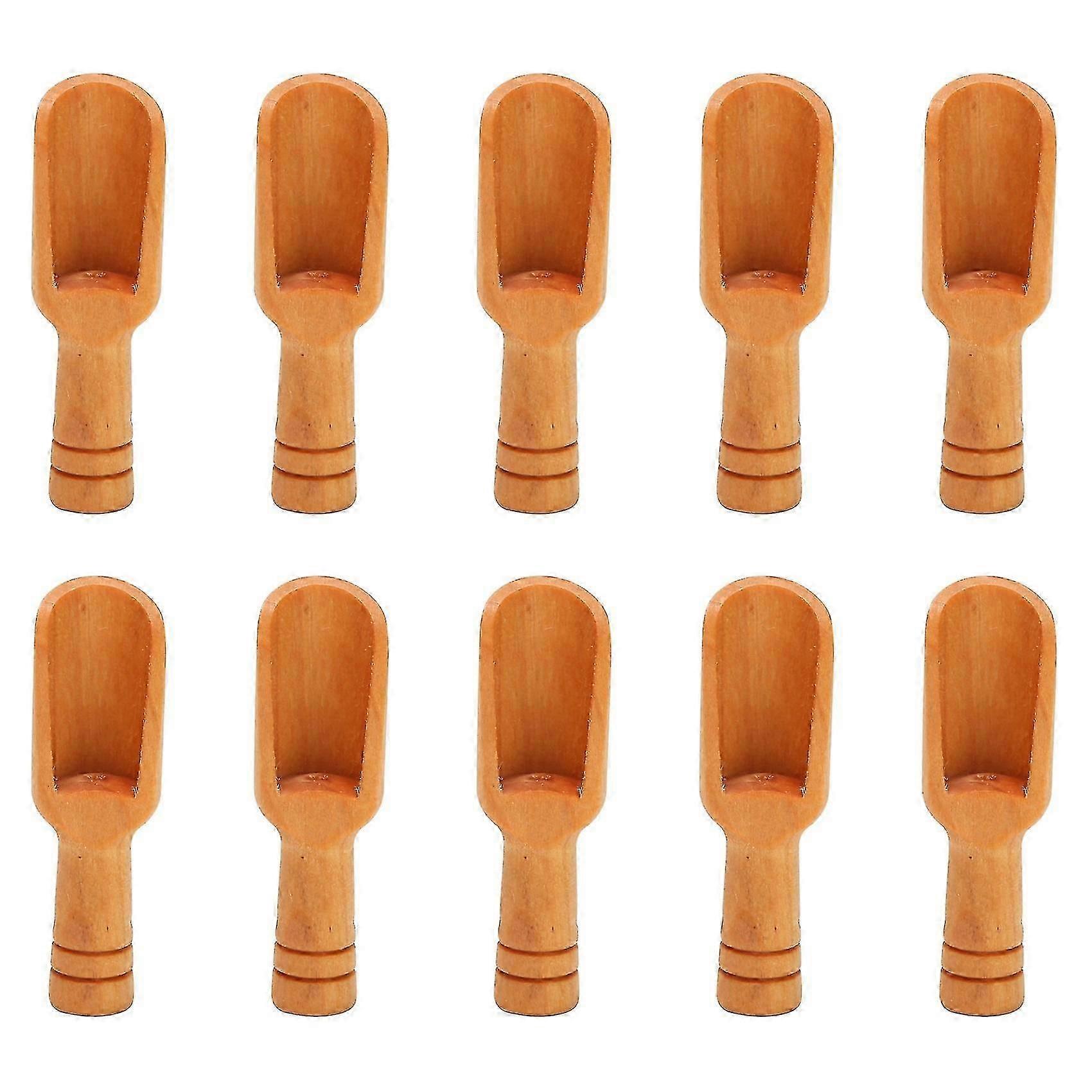 10Pcs Wooden Mini Scoop Salt Sugar Coffee Spoon Kitchen Tool
