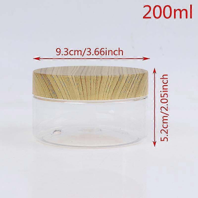 Empty Clear Jar Container With Plastic Imitation Wood Lid Plastic Storage Bottle