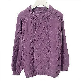 Women's Long Sleeve  Crew Neck Solid Color Knit Pullover Sweater Tops