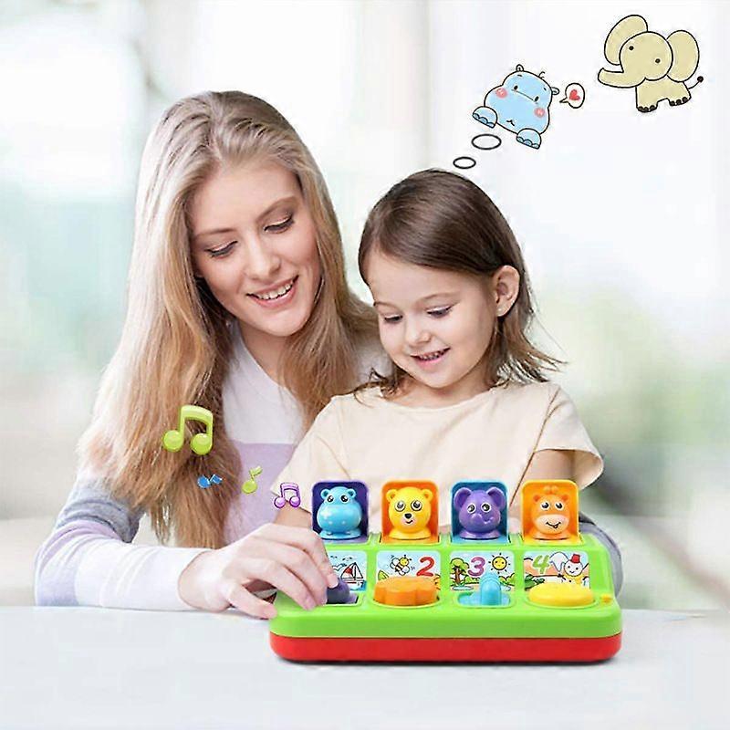Cartoon music Keyboard Color Classification Animal Push and Pop up animal games four-key baby toys compatible ages 0-3