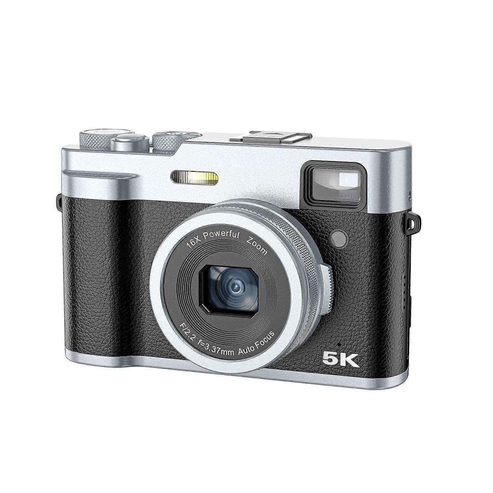Portable Digital Camera 5K Video Camera 48MP Dual Lenses 2.8 Inch IPS Screen 16X Digital Zoom Auto Focus Anti Shaking Camera with 32GB Memory Card