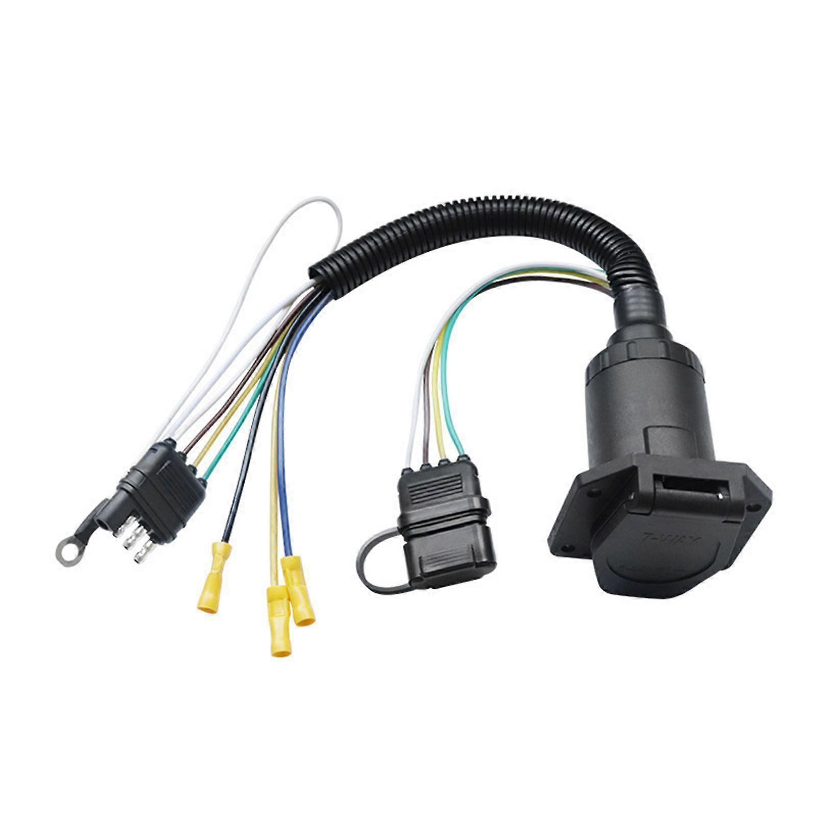 Trailer Light Adapter Dual Output 4-Way Flat to 7-Way RV Blade and 4-Way Flat Female End Trailer Wiring Adapter Connector Kit for Connect Tail Lights