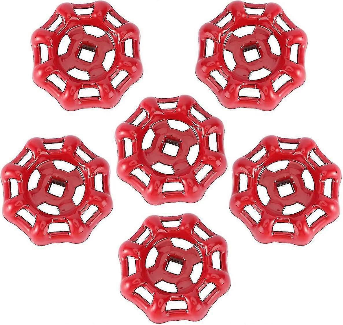 6 Pcs Faucet Handle Valve Switch Handle, Replacement Handwheel Gate Valve, Red 6*6cm