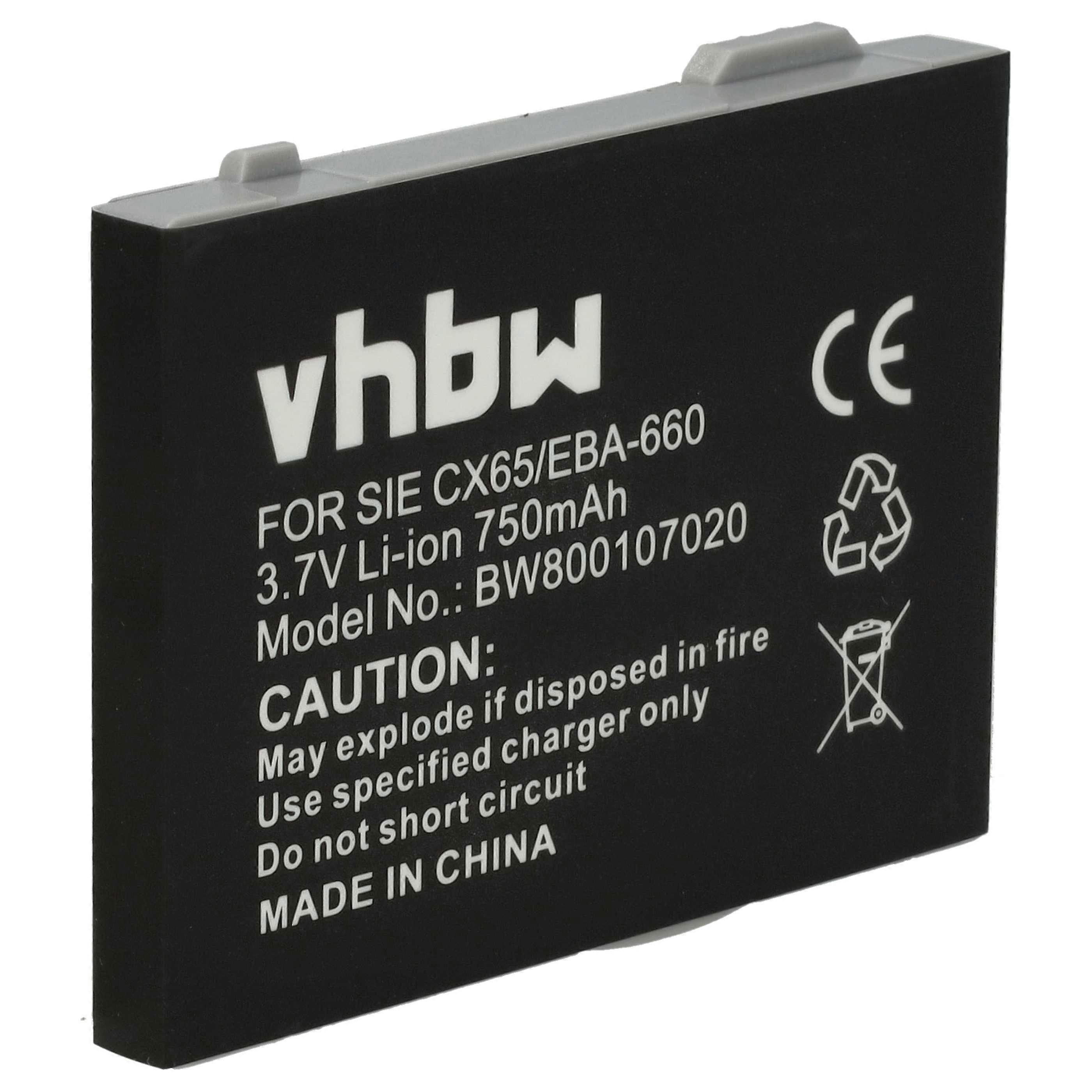 Batterie vhbw compatible avec les téléphones portables Siemens A58, C65, C70, C72, A31, AX72, C71, CF63, C66, C75, C81, AX75, C65V (750 mAh, 3,7 V, Li-Ion)