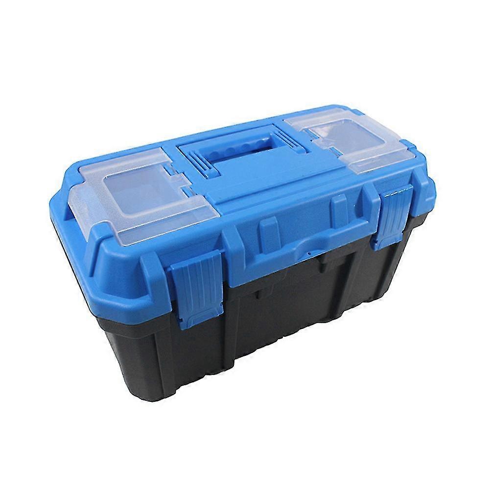 13-Inch Blue Tool Box with Removable Tray, Transparent Lid & Large Capacity for Home Hardware Storage | Durable PP Plastic Organizer