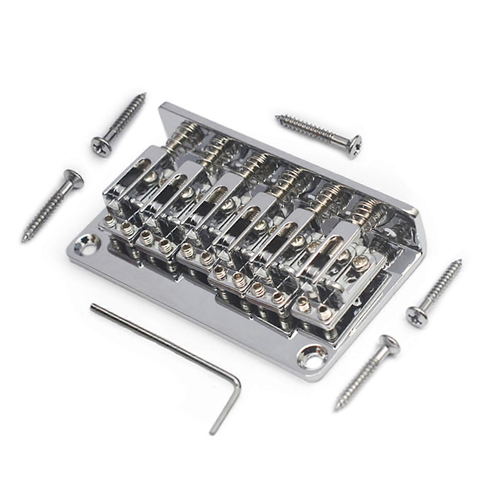 6 String Bass Guitar Bridge Double Channel Adjustable String Bass Bridge Zinc Alloy Texture Present for Professional Silver