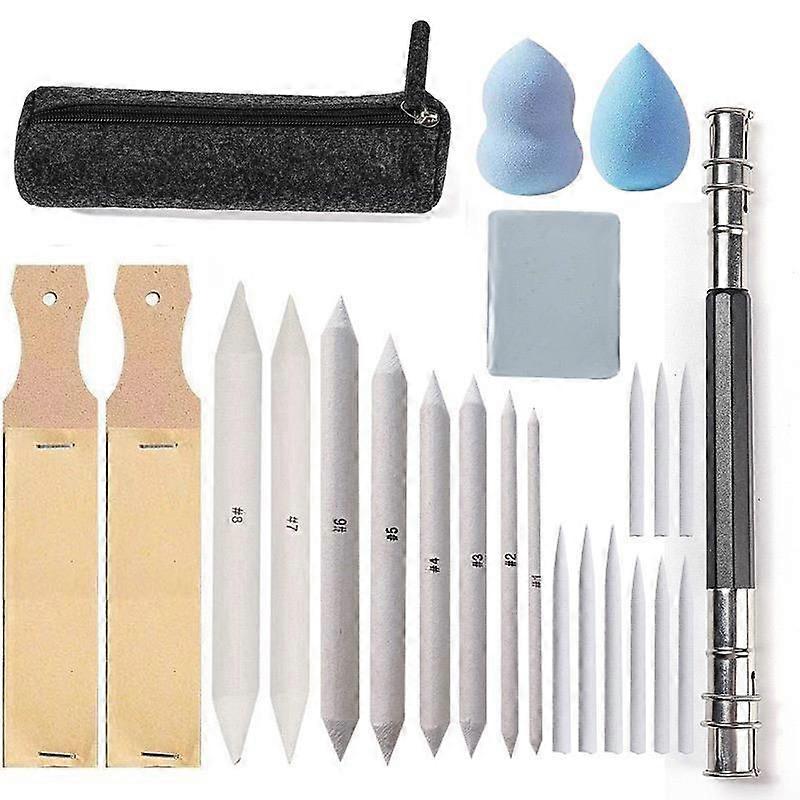 24 قطعة / مجموعة مجموعة رسم مزج جذوع الأشجار Tortillions أقلام الرصاص الفن رسم لوازم الرسم ورق الفنان ، القلم ، الإسفنج ، قلم رصاص ، لوح الرمل ، eraser_Spe البلاستيك