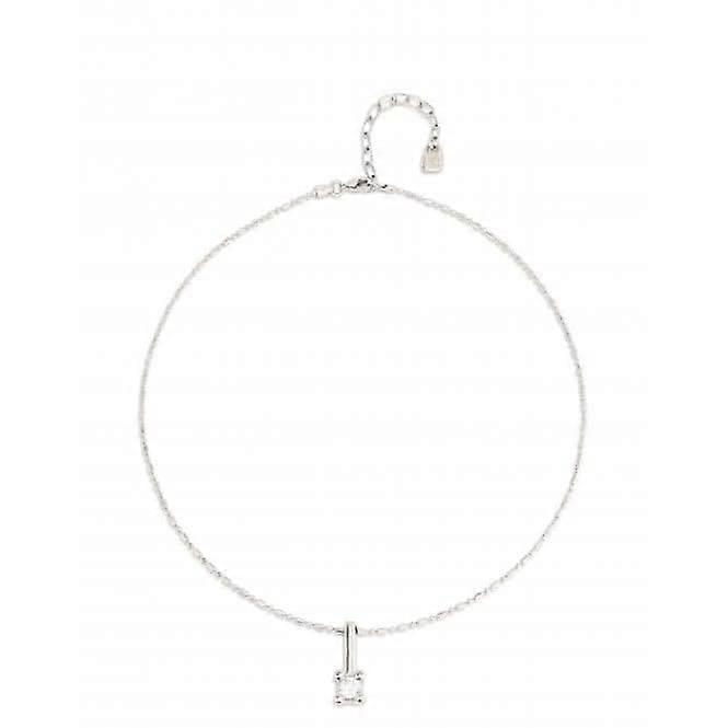 Divine Silver Plated Chain Central White Zirconia Necklace COL1916BLNMTL0U