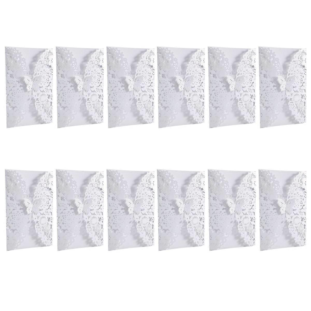 10Pcs/Set Carved Butterflies Invitation Card for Wedding: White