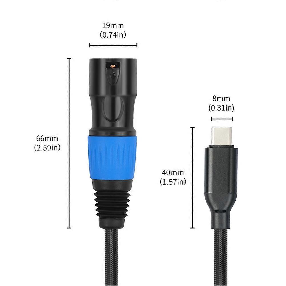 USB-C till XLR 3-polig TYPE-C hankabel för mixerbord, förstärkare, ljud, högtalare, mobil, bärbar dator, telefon