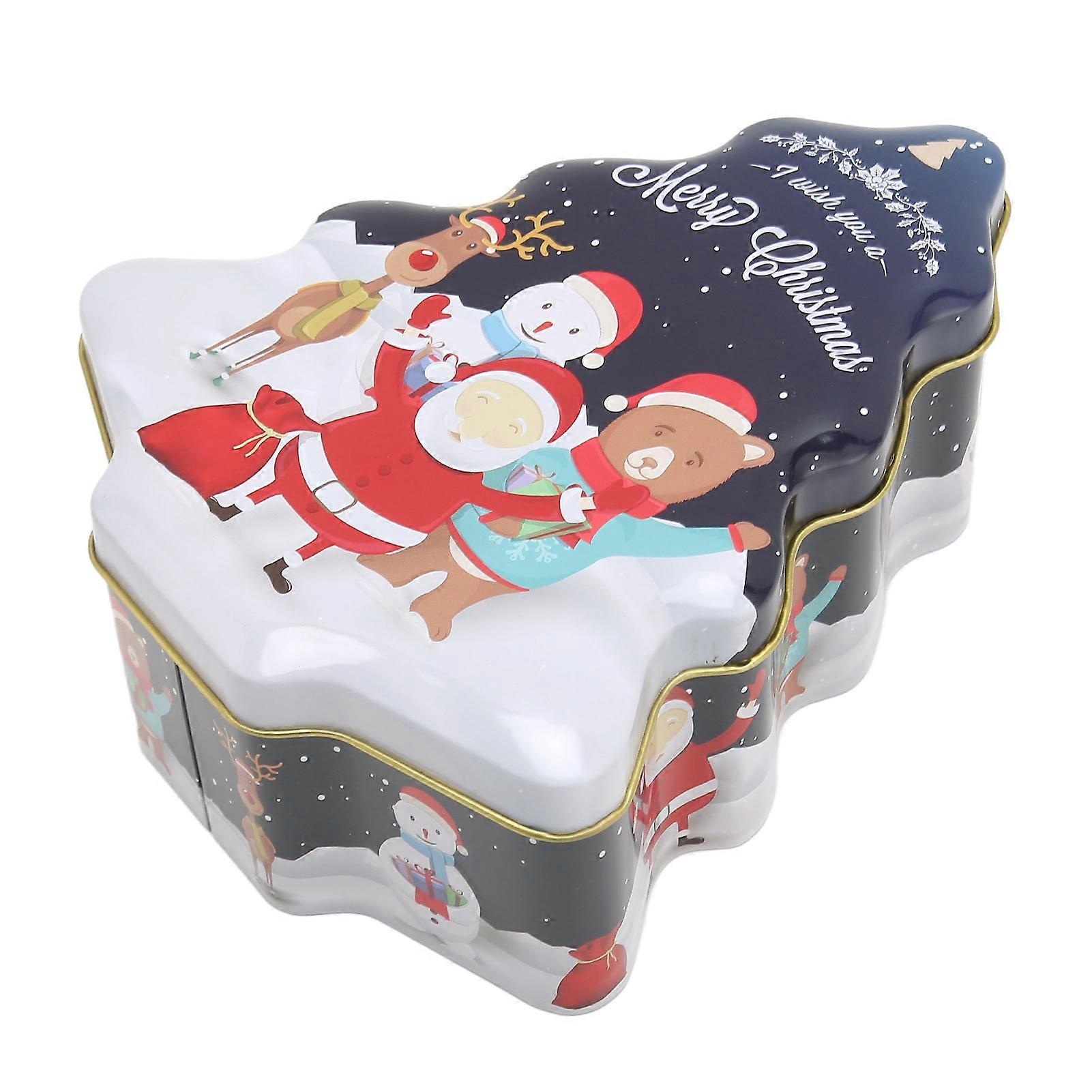 Christmas Candy Tin Christmas Tree Shaped Tinplate Empty Tin Biscuits Candy Storage Container Box