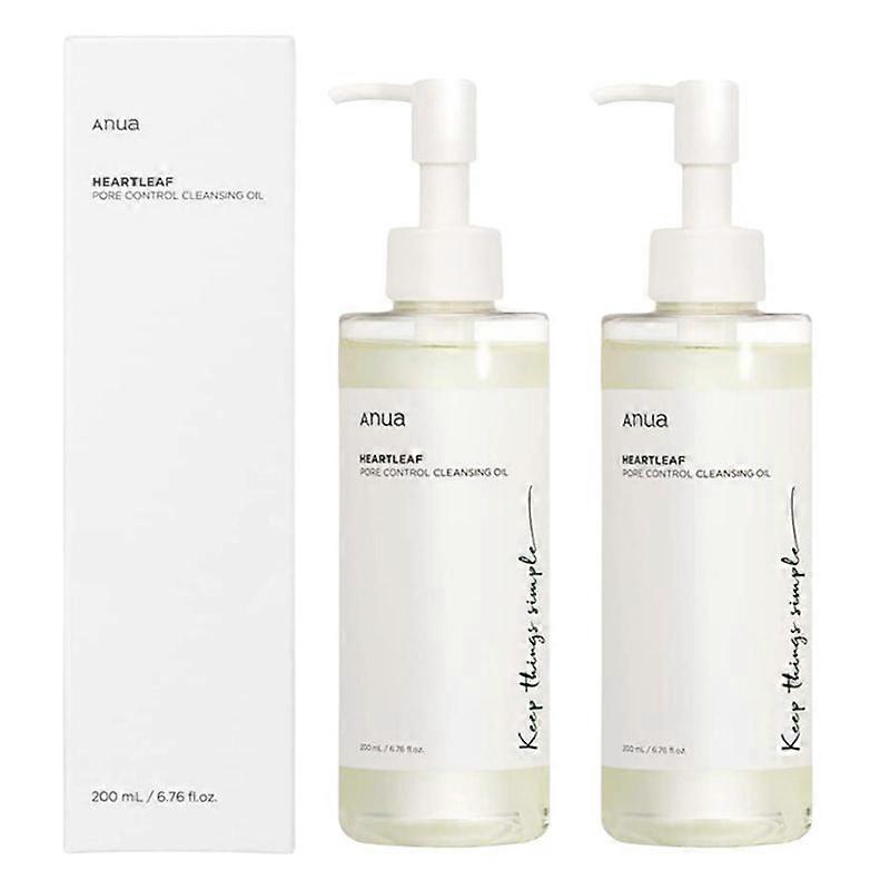 2個200mlアヌアハートリーフポアコントロールクレンジングオイル除去にきびにきびディープクリーニングフェイシャルクレンザーメイクアップリムーバーオイル