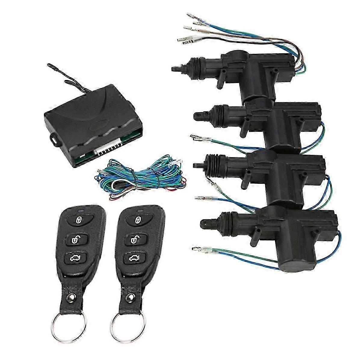 Car Lock Door Remote Control Keyless Entry System Locking Kit with 4 Door Lock Actuator Universal 12V