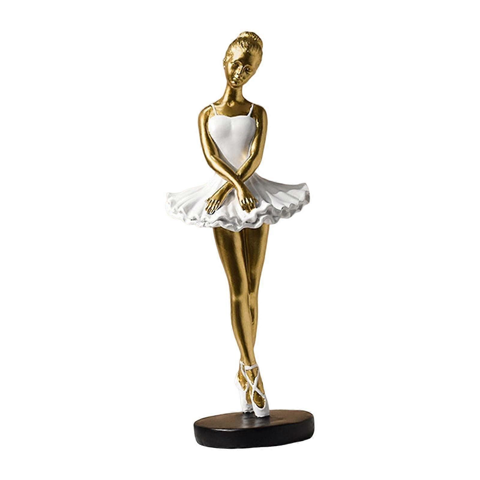 Aureate Ballerina Statues Figurines Gold-Tone Tabletop Sculpture For Farmhouse Decor Mantel Display Vintage Style