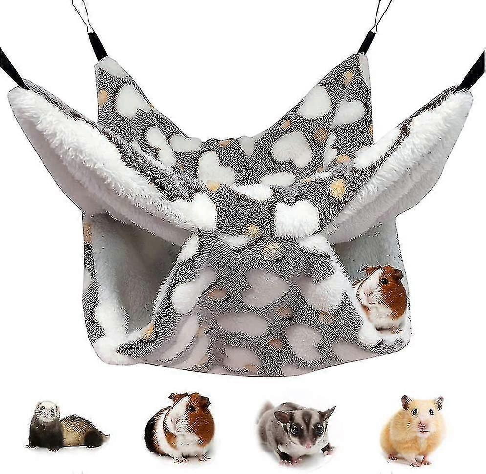 Small Pet Cage Hammock Hanging Bed, Double Layer Bed With Pouch