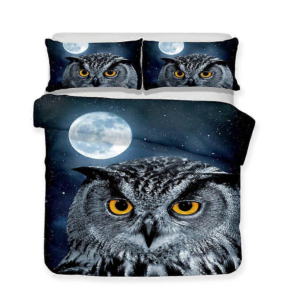 3D Owl Print Lifelike Bedding Set Home Textile for US Full Quilt Cover