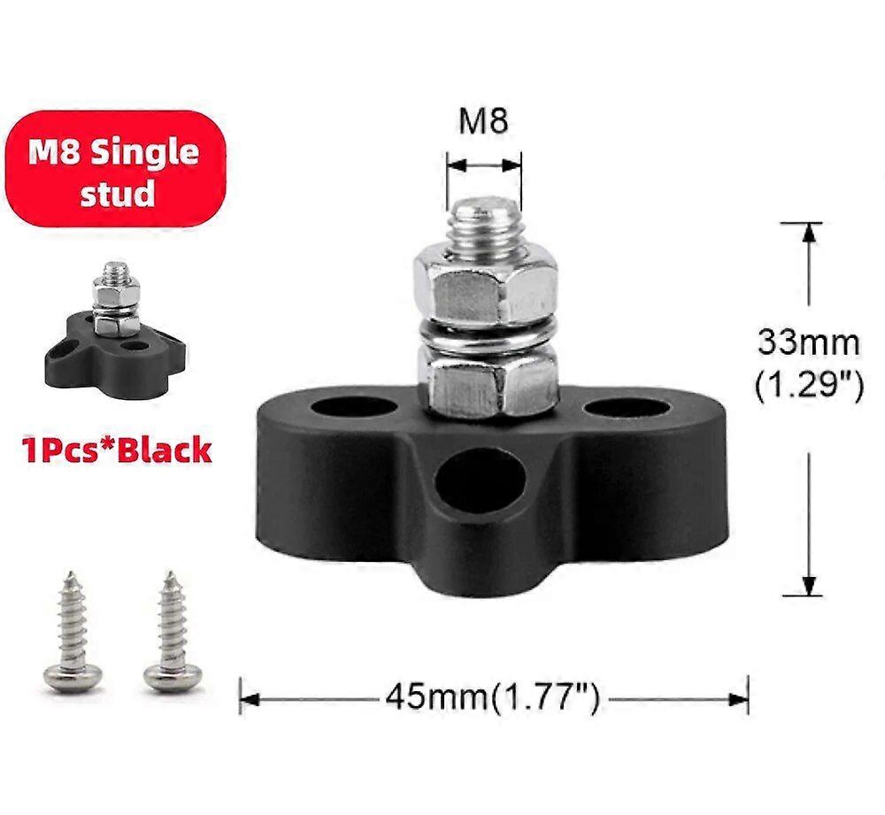 1/4'' M6 M8 M10 Terminal Block Stud M6 80A DC 48V Busbar Positive Negative Power Distribution Stud for Truck RV Ship Boat