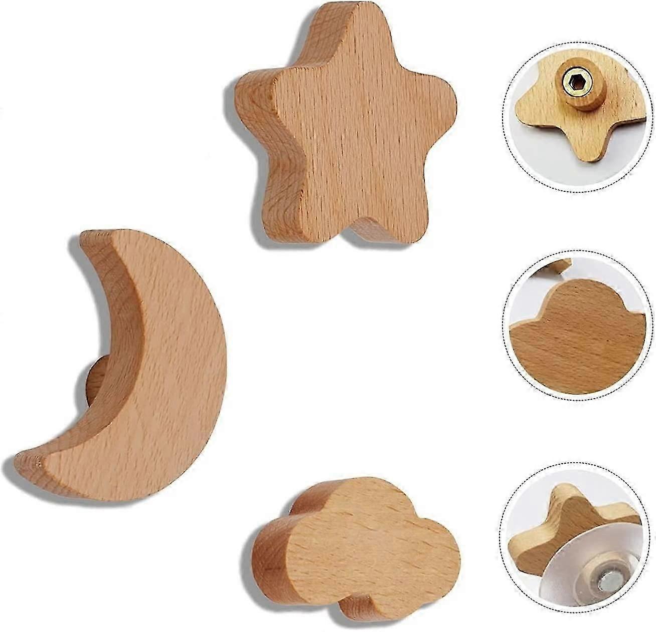 Unbrand Patère en bois patères adhésives patère porte-manteau enfant patère murale à visser décorati