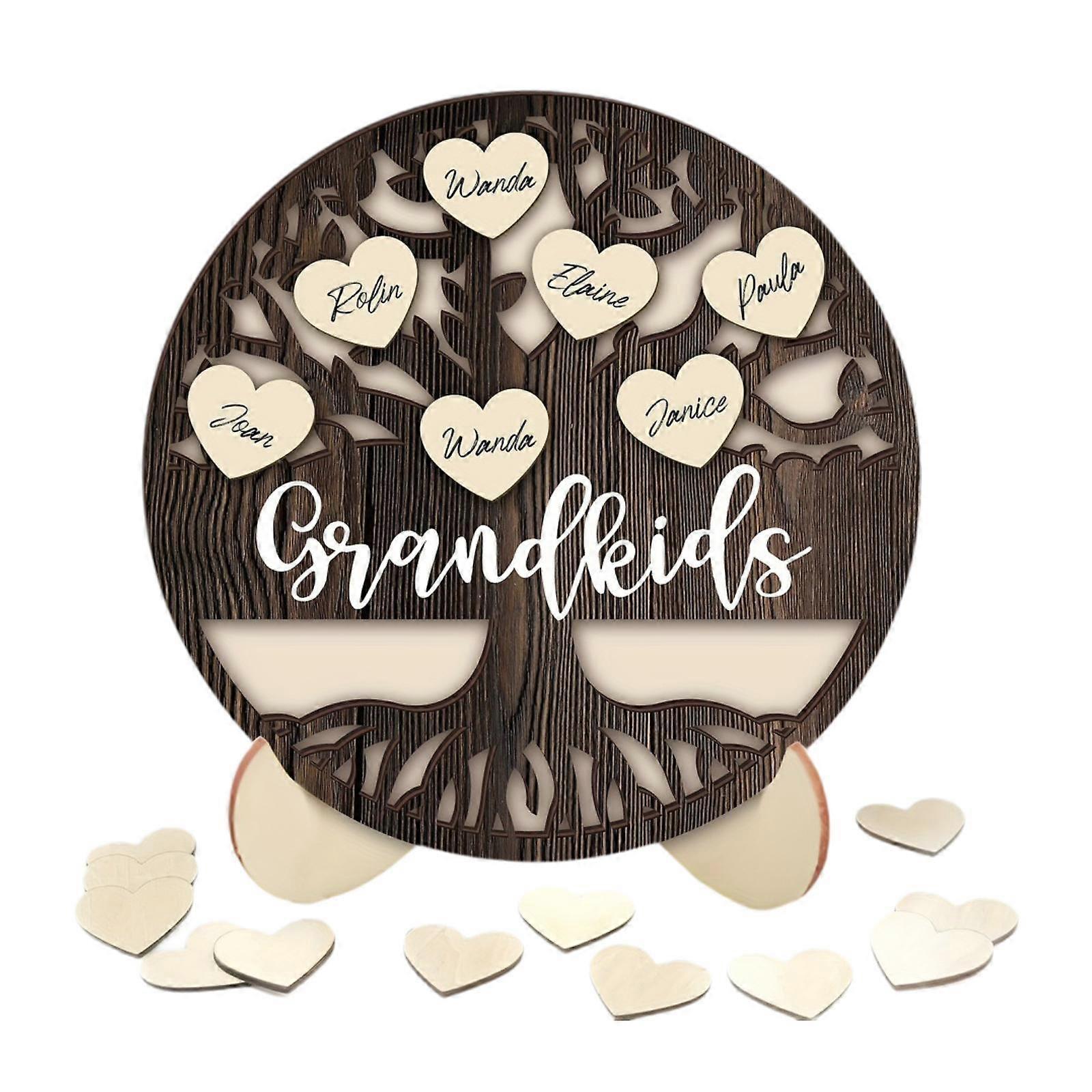 木製の家系図看板ウッドプラーク祖父母、おじいちゃん、お母さん、お父さん