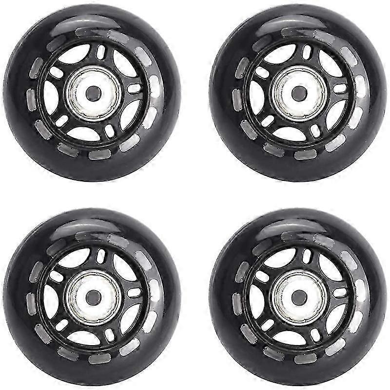 4 Pack Inliners hjul indendørs/udendørs reservehjul med kuglelejer 70mm, sort