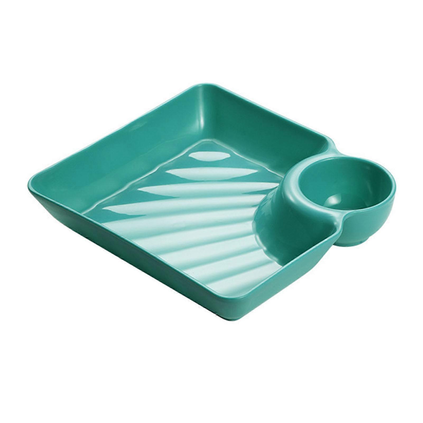 Plate with Dipping Saucer 7.2inch Divided Chip and Dip Serving Platter Set for Dumpling Snack Sushi