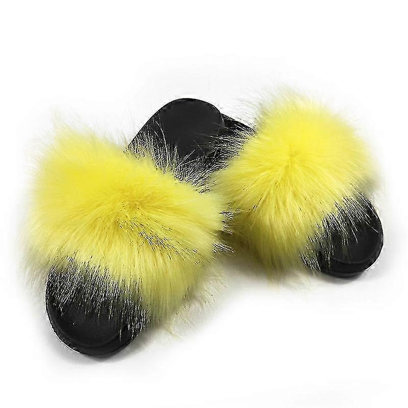 Women's Fuzzy Fur Slippers - Lightweight Slides with Cute Fluffy Design