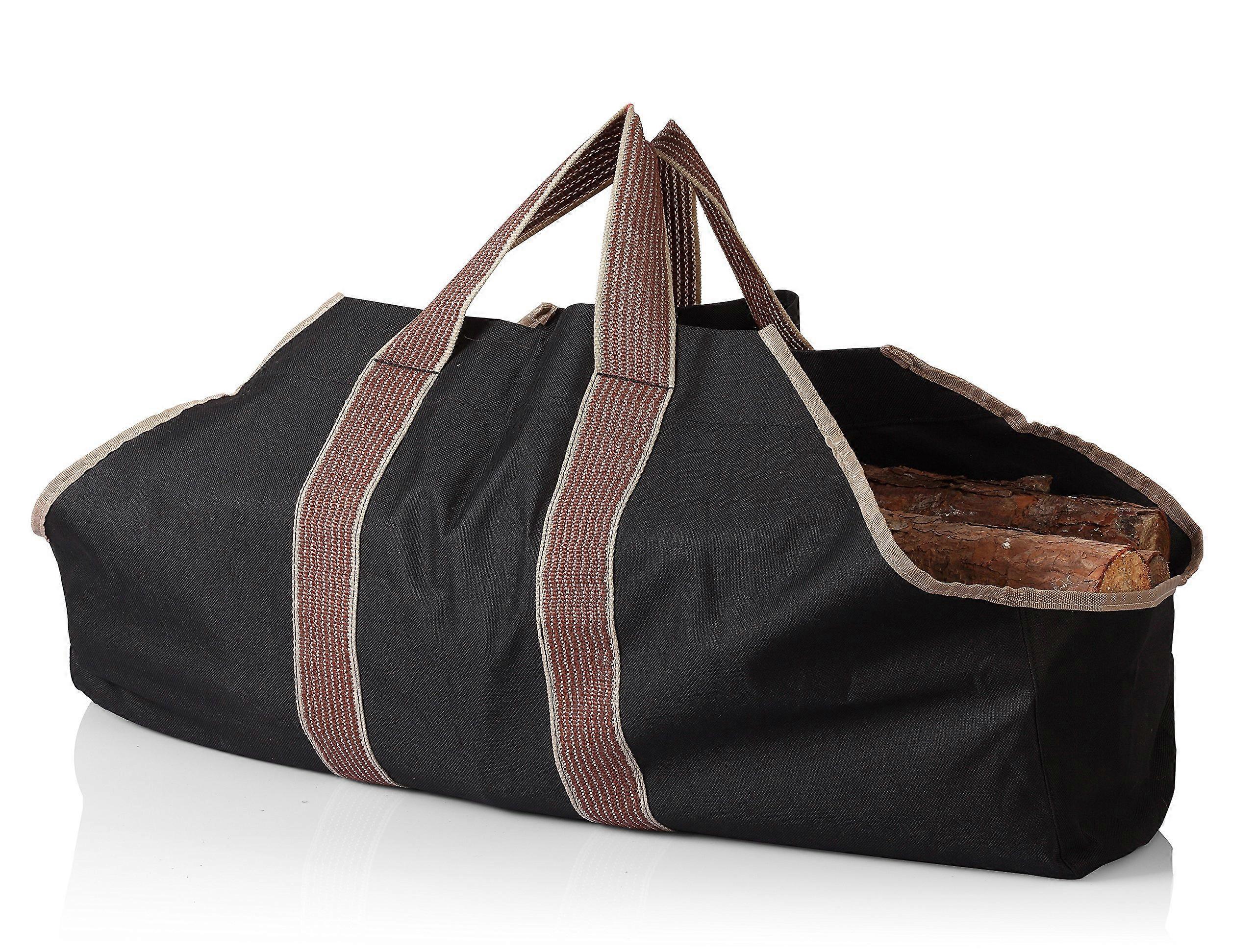 15251 Log Tote Black Heavy-Duty Canvas Firewood Carrier with Reinforced Handles and Durable Construction