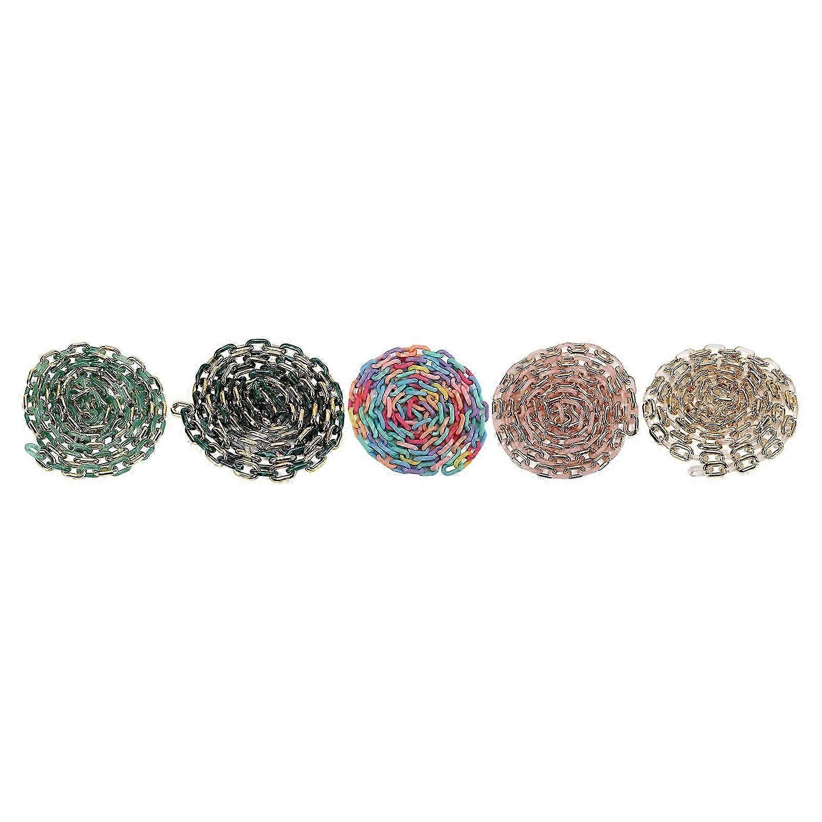 5Pcs Acrylic Link Chains Sturdy Durable Acrylic Mixed Color Vivid Colors Widely Used Plastic Curb Chain for Wallet Bag