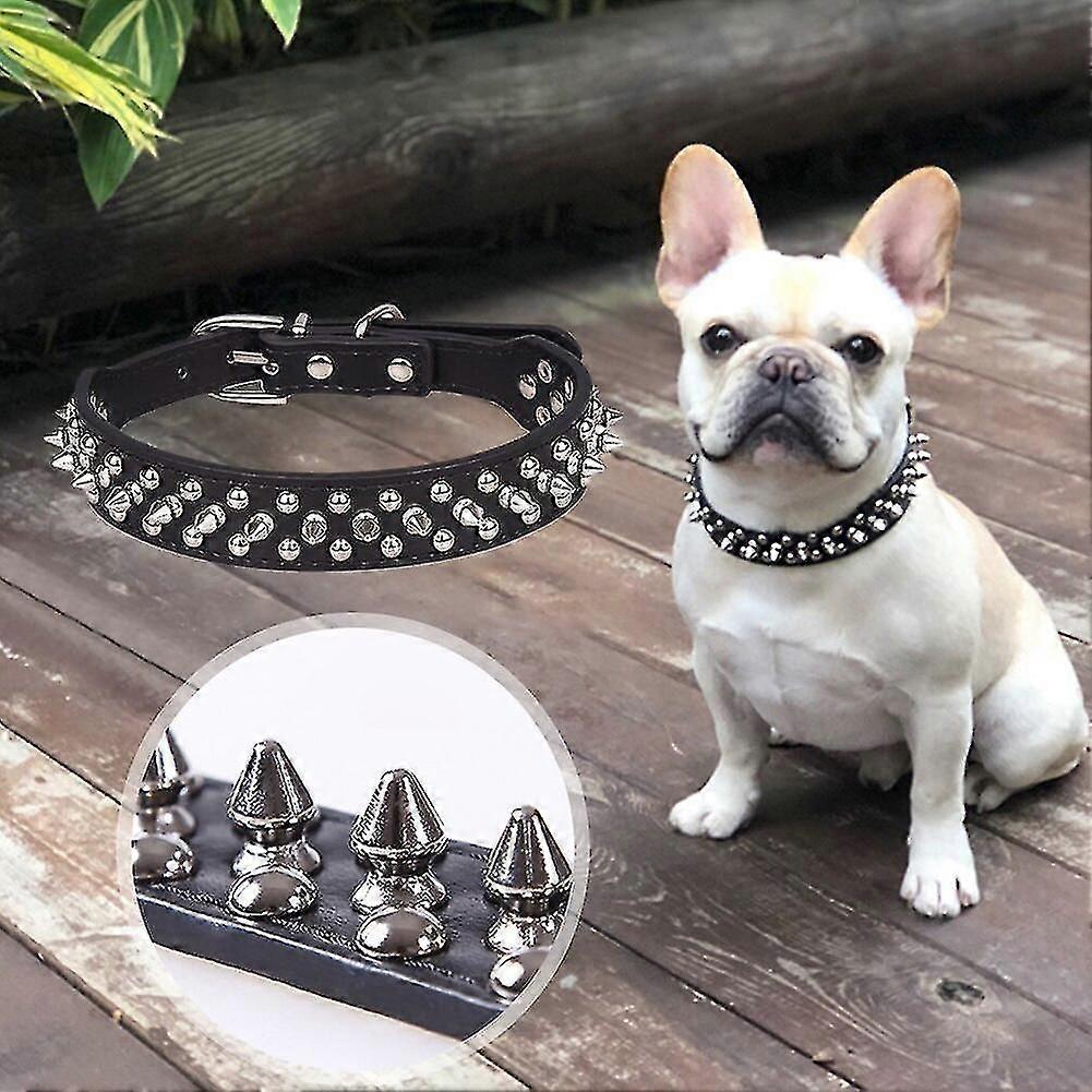 Punk-nahkainen kaulus anti-bite-niitti piikkiset nastakaulukset Säädettävät koiran kaulan kaulukset pienille pentujen lemmikkitarvikkeille