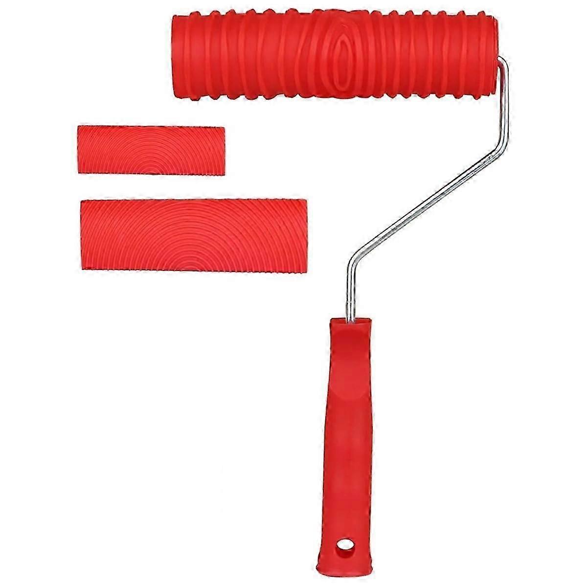 Paint Roller, Paint Pattern Roller, Wood Grain Tool Kit, Wood Graining Maker Tool with Handle for W