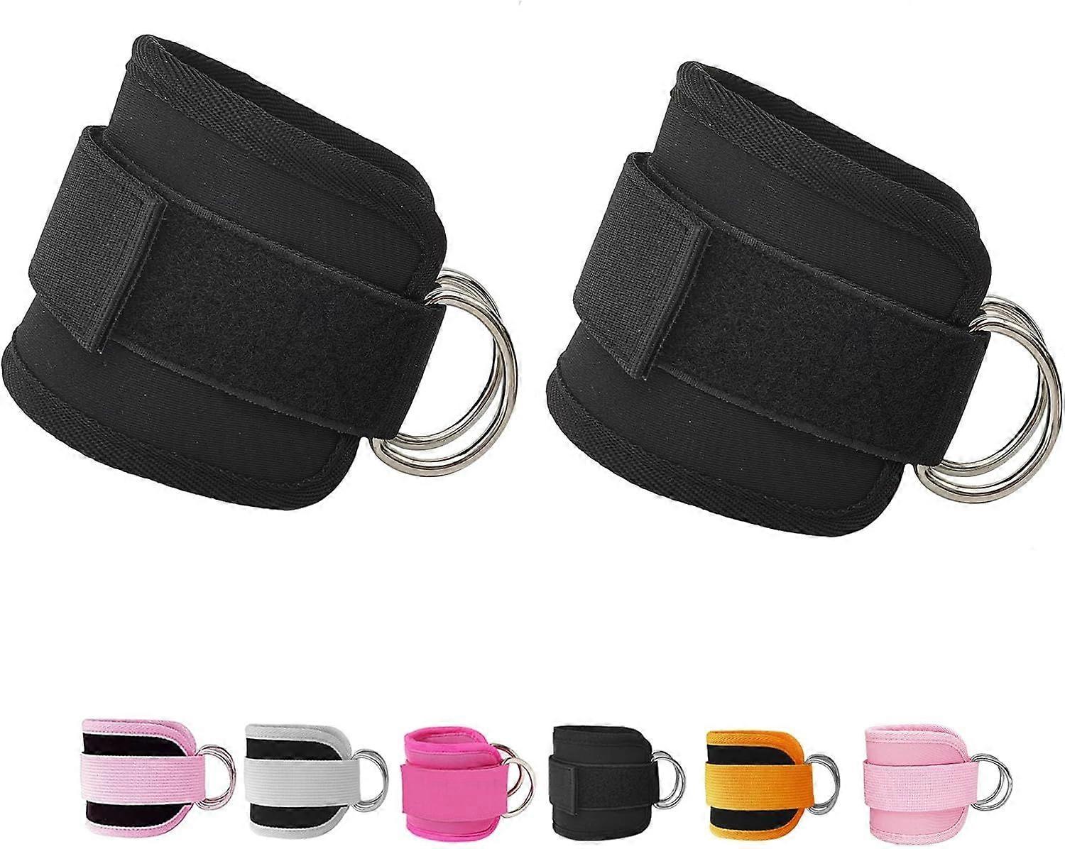 Fitness Ankle Straps for Cable Machines, 2 Pack Comfortable Adjustable Padded Ankle Wrist Cuffs, Kickback Glute Workouts for Men Women, D-Ring Leg Str