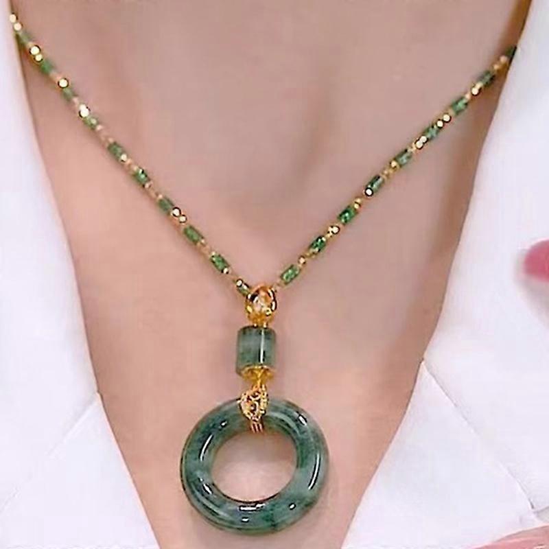 Nouveau Collier Vintage En Bambou Luxe Léger Et Unique Imitation Jade Pendentif Méthode Ancienne Soleil Totem Collier Fleur Collier 