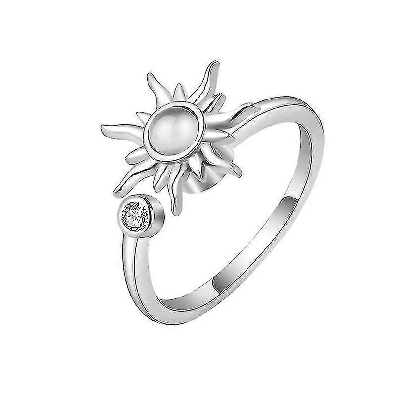 1/3pieces Flower Beads Rotatable Worry Ring With Cu Adjable