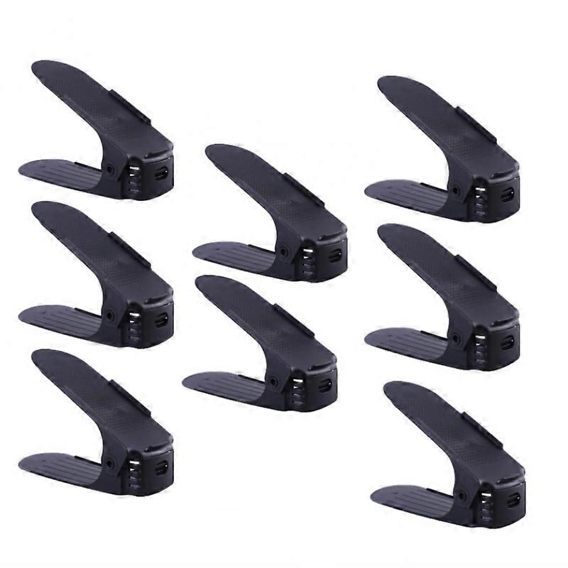 Pack Adjustable Shoe Rack Stackable Shoe Space Saving Shoe Organizer Plastic Shoe Rack, Black