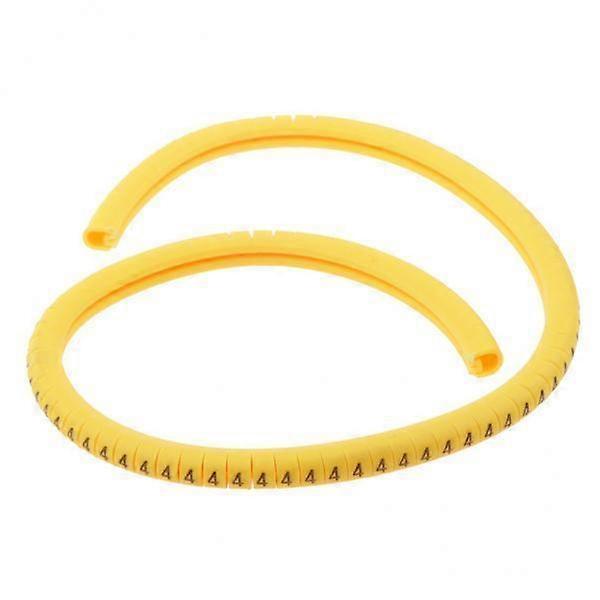 4x 100x PVC Yellow Cable Wire Markers Labels Tags Cable Management Number 4