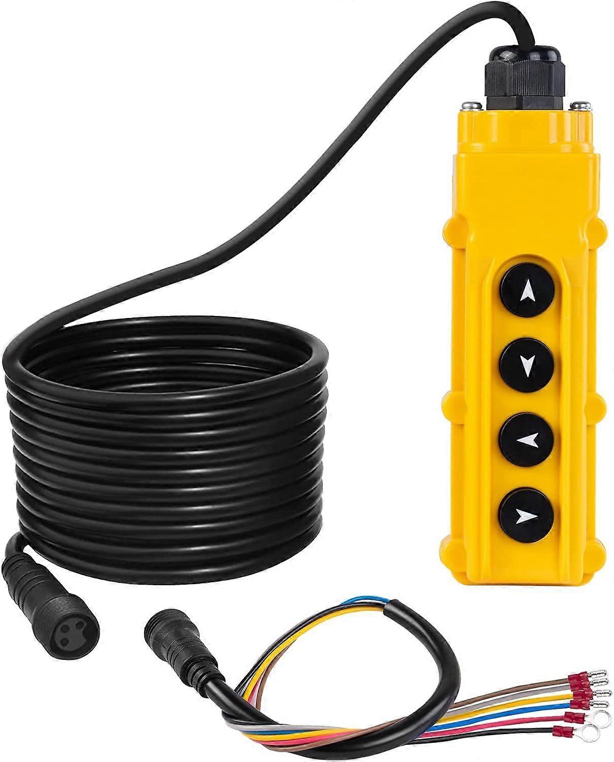 2025 Latest Model 4 Way Hoist Crane Push Button Switch with 15FT Cords, 6 Wire