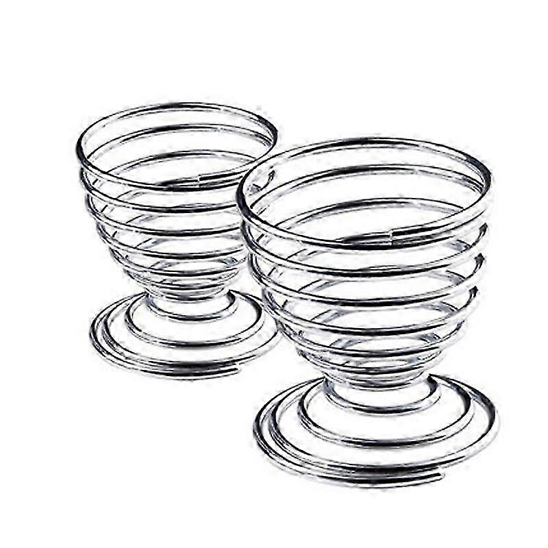 2Pcs Metal Spiral Spring Wire Tray Egg Cup Storage Holder Stand Kitchen Tool