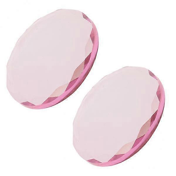 2X 2Piece Crystal Glass Adhesive Glue Pallet Holder for Eyelash Extensions Pink