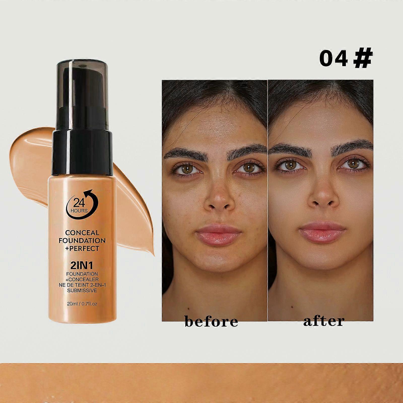2-in-1 Conceal & Perfect Foundation, Lightweight, Breathable Formula with 24H Sweat-Proof Coverage & Oil Control